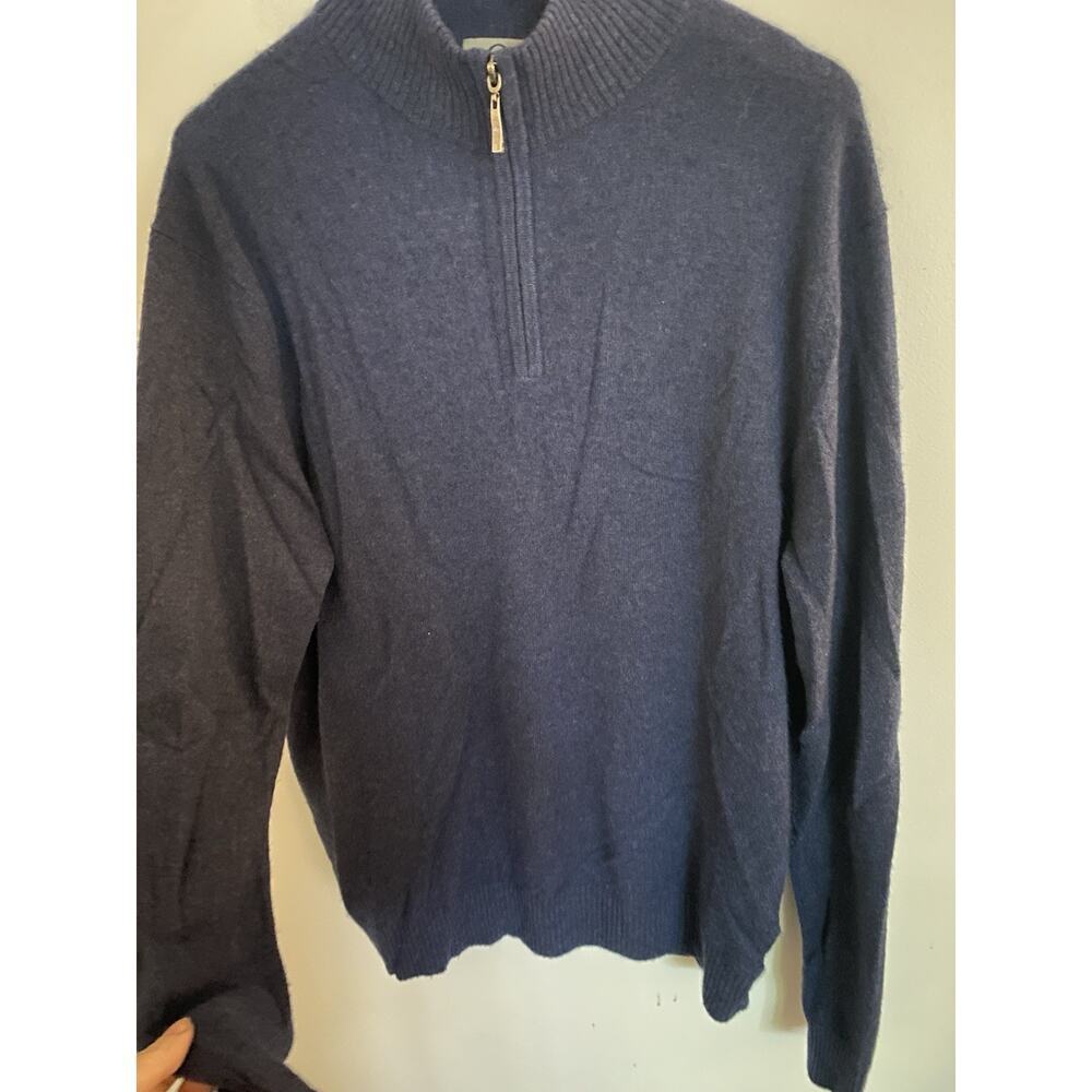 Qi New York 1/4 Zip Blue Cashmere‎ Quarter Zip Speckled Pullover Men’s Size XL - Picture 6 of 6